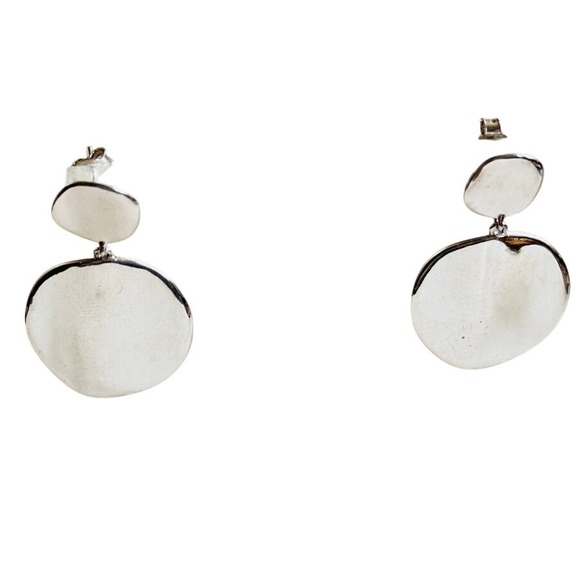 Lirm Italy Mod Textured Sculptural pierced Earrings Sterling 925 silver Dangle - Picture 1 of 5